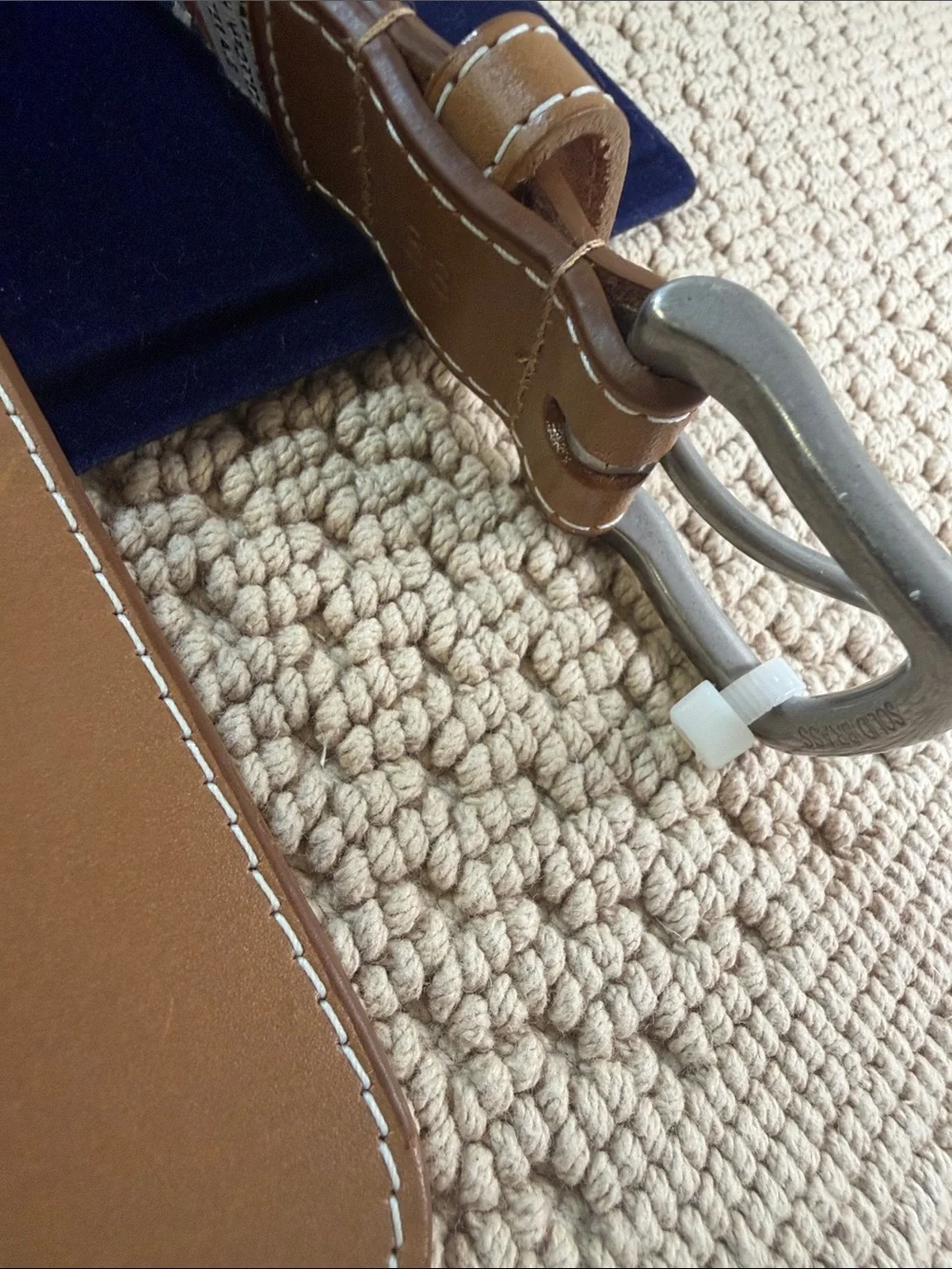 Peter Millar Men’s 38 Golf Belt Blue Embroidered Leather Solid Brass USA